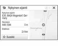 . Yleiskuva-näyttöpainike Aktiivisen kohdeopastuksen aikana näytön vasemmalla puolella näkyy Yleiskuva-näyttöpainike. Näytä yleiskuva aktiivisesta reitistä valitsemalla Yleiskuva.