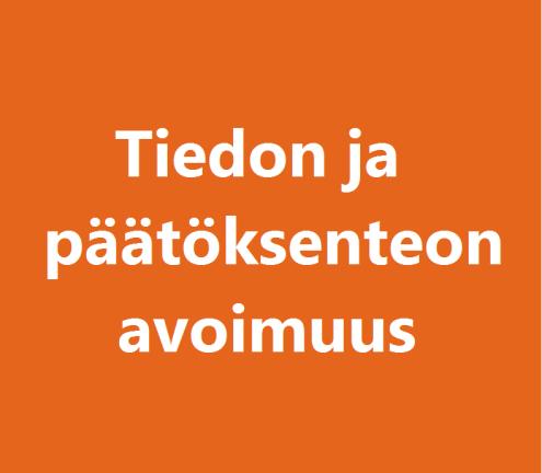 Neljä osa-aluetta Oulun kaupungin avoimen hallinnon edistämisessä ovat: kaikkien osallisuus, selkeä kieli, tiedon ja