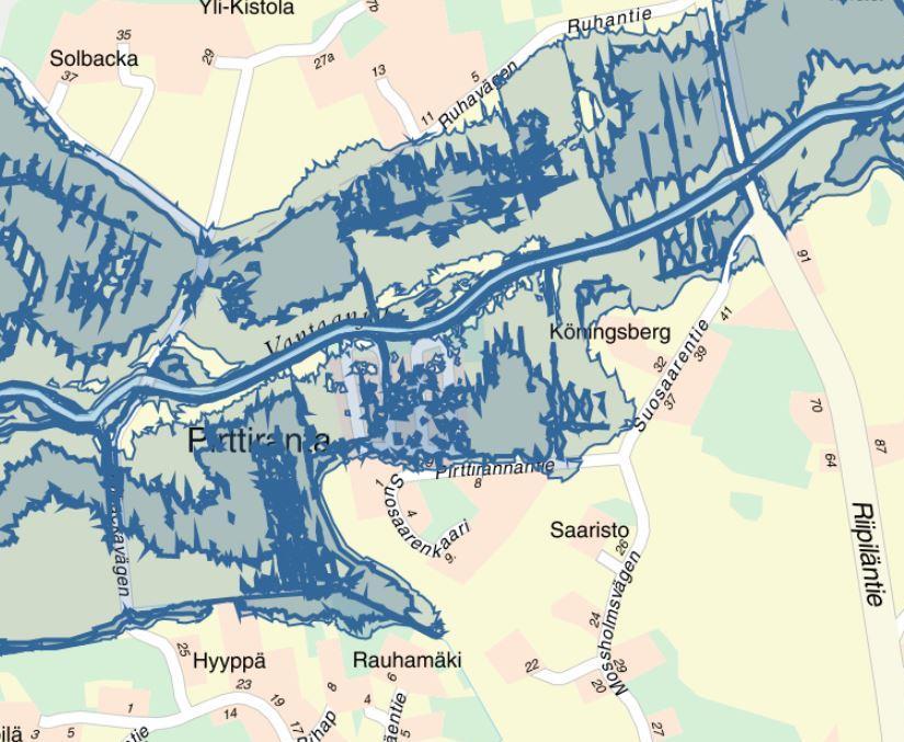 Osallistumis- ja arviointisuunnitelma nro 330200, 31.8.2018 sivu 6 Tulvariski Pirttiranta sijaitsee Vantaanjoen tulvariskialueella.