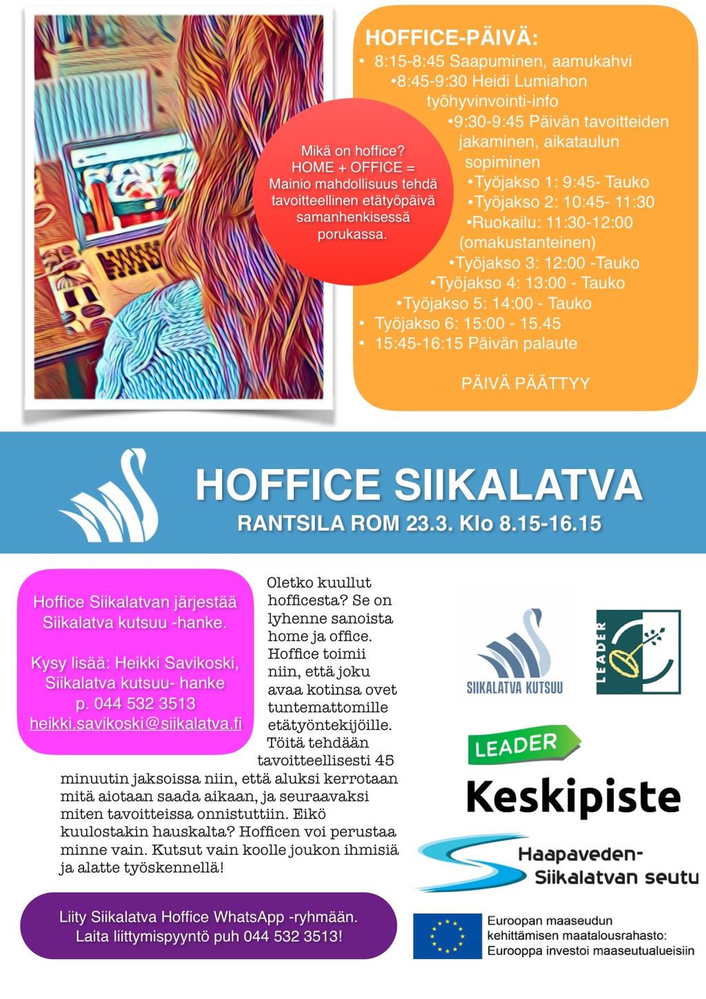 6 SIIKALATVA KUNTATIEDOTE 3/2018 Haapaveden-Siikalatvan Omaishoitajat ja läheiset ry/ LINKKI-projekti Linkki-projekti lähenee loppuaan ja OmaisOiva tulee tilalle 1.3. alkaen, toiminta jatkuu.