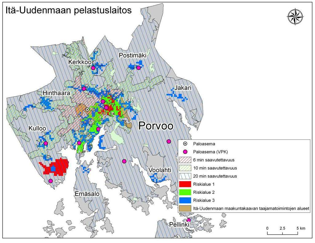 Porvoon ydinkeskustassa on riskiluokka 1 kohteita ja lisäksi Kilpilahdessa on Neste Oil öljynjalostamo, joka on myös riskiluokka 1 kohde.