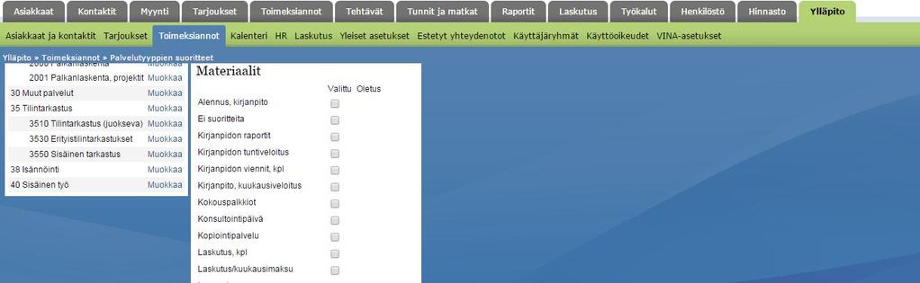 Tallenna tallentaa määritykset, mutta ei vaikuta jo luotuihin palveluihin/asiakkaisiin Tallenna ja päivitä palveluille tallentaa tehdyt asetukset kaikille palkanlaskentapalveluille ja ylikirjoittaa