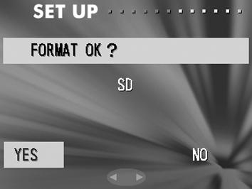Set-up valikon käyttö (jatkoa) Muistikortin alustaminen - Muistikortin alustaminen palauttaa sen alkuperäiseen tilaansa (missä se oli ostettaessa).