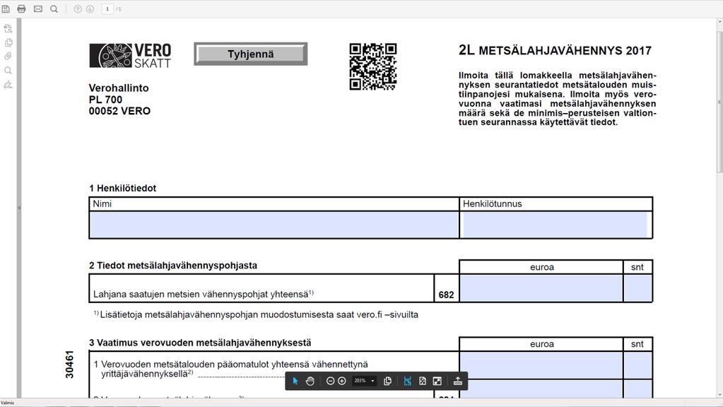 Metsälahjavähennystä vaaditaan esitäytetyn