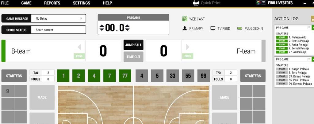 PUUTTUU ALOITUSHYPYN VOITTANEEN JOUKKUEEN MERKITÄ, KUVA TILASTOINNIN ALOITTAMINEN MATCH KEYllä Kirjaudu sisään FIBA