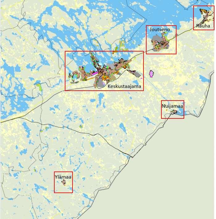 16 Kuva 6. Lappeenrannan asemakaava-alueet ja keskustaajamat (Lappeenrannan karttapalvelu 2018) Lappeenrannan kaupungin kaavoitus on jakautunut asemaakaavoitusalueiksi taulukon 4 mukaisesti.