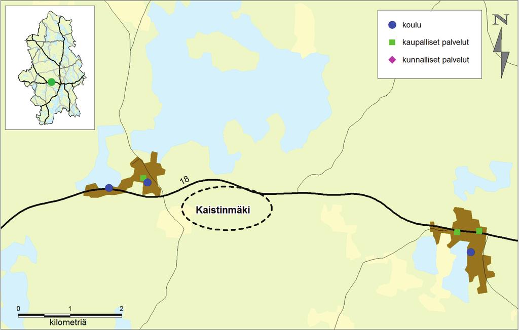 5.4 Kaistinmäki, Petäjävesi 5.4.1 Alueen esittely Kaistinmäki sijaitsee Petäjäveden keskustan ja Jyväskylän välissä Kintauden kylässä. Alueelle on kaavoitettu 45 pientaloa ja 5 pienteollisuustonttia.