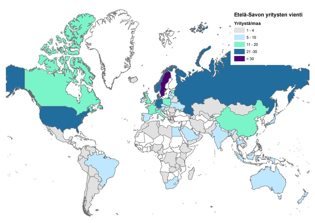 9 Maanosittain tarkasteluna maakunnasta viedään eniten Eurooppaan.