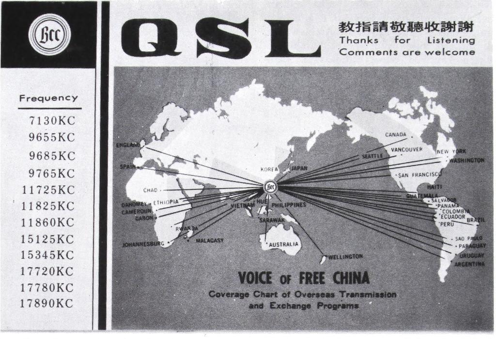 Vaikka lähetyksiä melkein aina häiritäänkin (jopa sen englannin kielisiä lähetyksiä häiritään usein Kiinan mannermaalta käsin), eräät Voice of Free Chinan ohjelmat voidaan tavallisesti kuulla lähes
