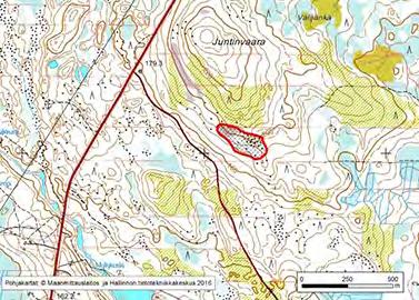 Y=515184 Asu/rakenne: Homogeeninen Korkeus: Z alin 195m, Z ylin 205 m Maanomistus: Yksityinen Mitat/pinta-ala: 280 m x 100 m/n.