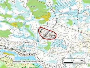 Y=602978 Asu/rakenne: Homogeeninen, massamainen Korkeus: Z alin 255 m, Z ylin 265 m Maanomistus: Yksityinen Mitat/pinta-ala: 500 m x 300 m/n.