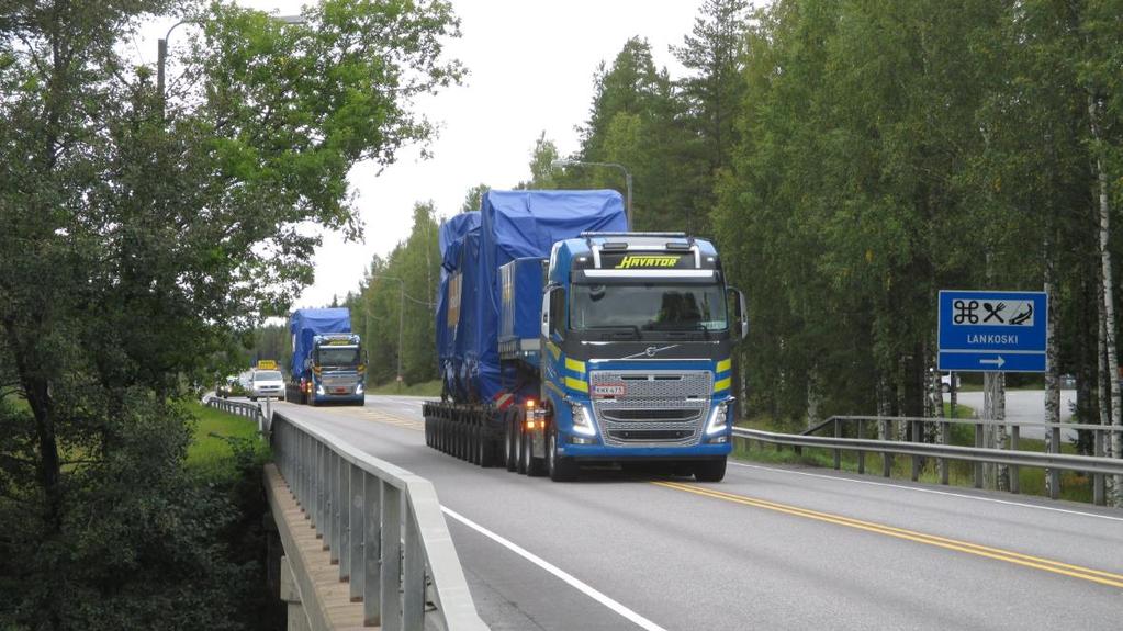 Lähde: VASEK Lähde: Havator Lähde: ELY-keskus Korkean jalostusasteen erikoiskuljetukset 15 Valtatie 8 on valtakunnallinen erikoiskuljetusreitti ja sen merkitys elinkeinoelämälle on suuri.