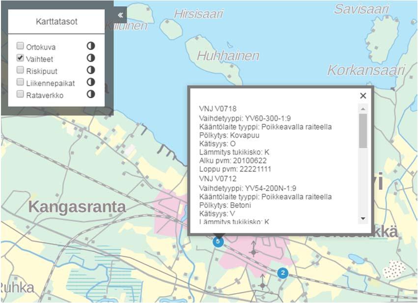 Ratakohteiden hallintasovellus - RATKO Ratakohteiden hallinta tarjoaa näkymän ratakohteisiin ja niiden ominaisuustietoihin.