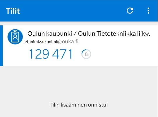 14. Tässä kohtaa puhelin avaa QR-koodin lukijan. Lue sillä tietokoneesi näytöllä oleva QR-koodi. 15. Puhelin ilmoittaa, että tilin lisääminen onnistui. 16.