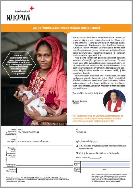 Lahjoituspyyntökirjeitä suoraan postiluukkuun Kirjeen on kirjoittanut Bangladeshissa kätilönä toiminut Minna Kirjeeseen