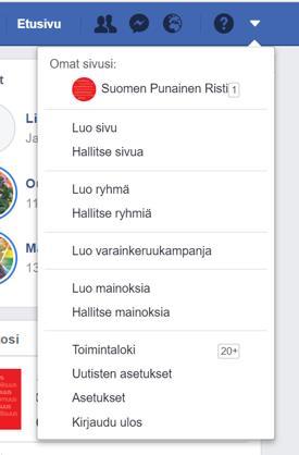 Myös Facebookissa voi luoda varainhankintakampanjan Luo varainkeruukampanja ja valitse lahjoituskohteeksi Suomen Punainen Risti. Kutsu FB-kaverisi mukaan keräykseen.