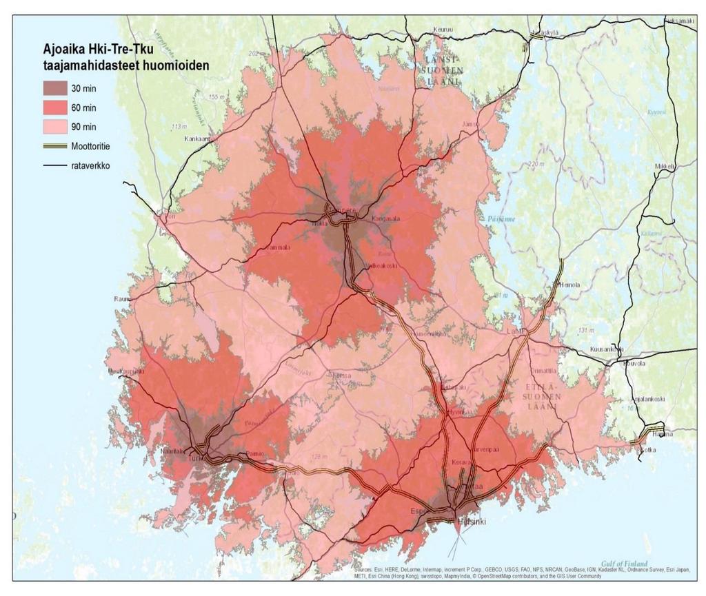 KASVUKOLMIO 60minuutin vyöhykkeellä asuu 2,6 miljoonaa