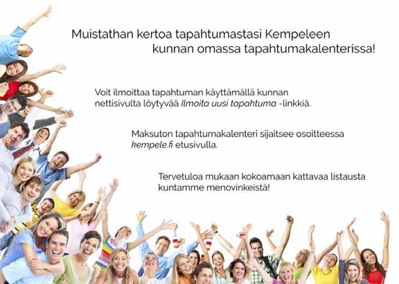 Perinteikäs HKK tulee taas, tänä vuonna teemalla "Kempele Pop-up". Esiin ponnahtaa kaikkea hienoa, mitä Kempeleessä on.
