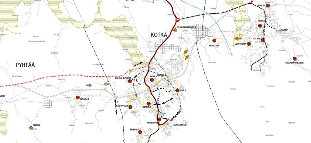 vaihtoehtoinen / rinnakkainen pääradan linjaus korvattiin