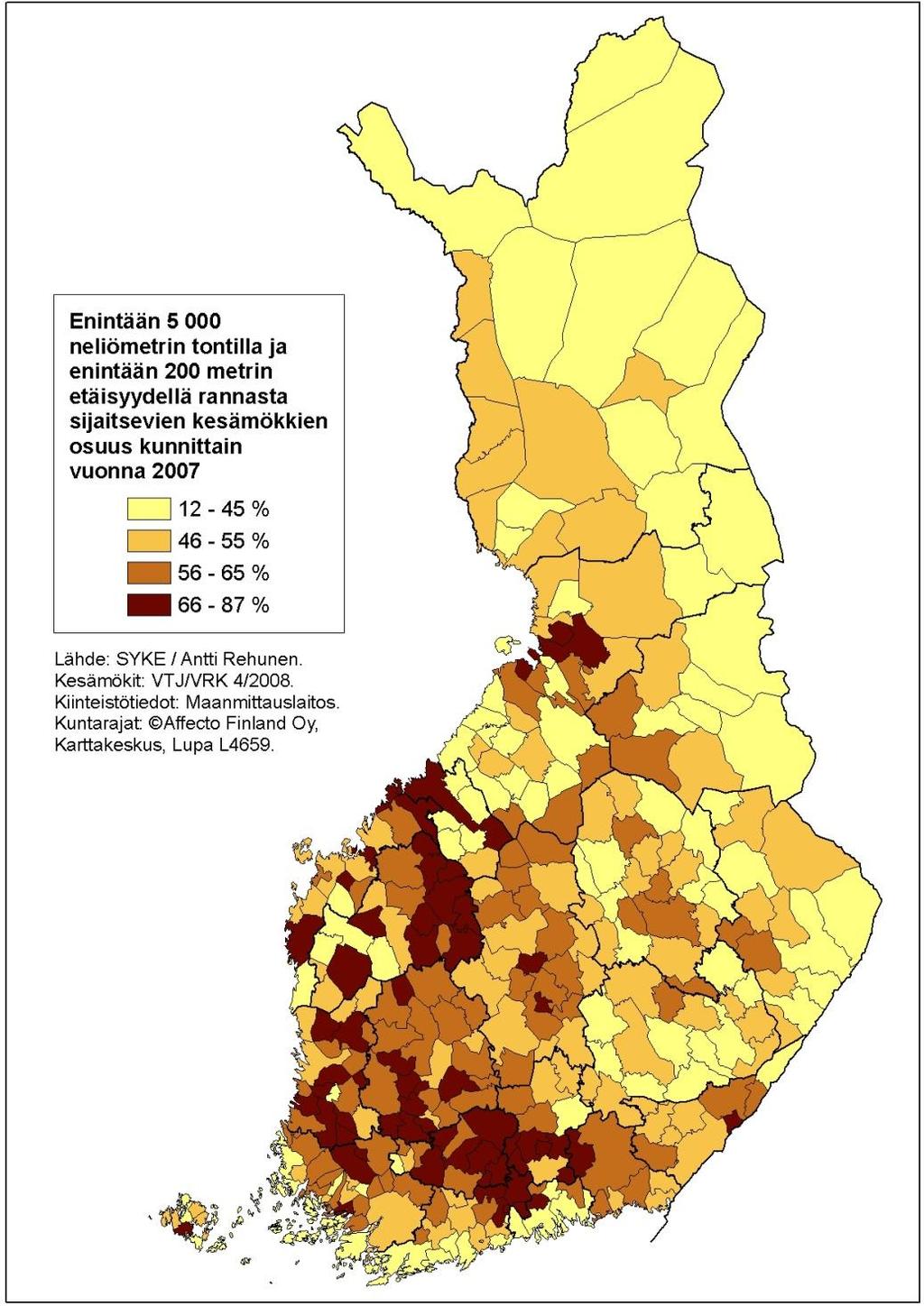 Rantamökkien osuus Enintään