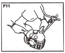 Vrid locket till bränsletanken för att se till att det är ordentligt fastsatt. (f8) (3) lock (4) bränsletank 8. Öppna bränsleventilen. (F9) 9.