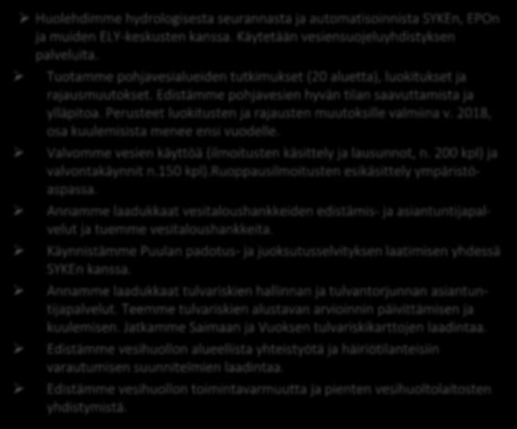 Hyvä taso saavutetaan vuonna 2022. Vesihuoltolain mukaiset vesihuoltolaitosten häiriötilannesuunnitelmat on laadittu. Tulviin ja kuivuusriskeihin sekä muuttuviin vesioloihin on riittävästi varauduttu.