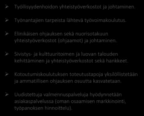TE-, yhteistyöverkostot ja hanketoiminta parantavat työvoiman osaamista ja työllistymisvalmiuksia Toiminnan tavoitteet 2018 Palvelut, suoritteet ja hankkeet 2018 Vastataan työnantajien muuttuvaan