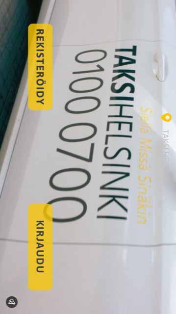 TAKSI HELSINKI -SOVELLUKSEN ASENTAMINEN JA KÄYTTÖOHJEET ios ja Android-puhelimille 1. Hae sovellus sovelluskaupastasi nimellä Taksi Helsinki. Asenna sovellus ja valitse rekisteröidy. 2.