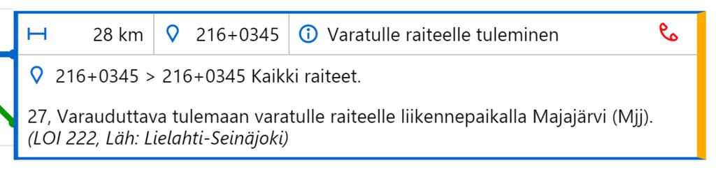 3. Ajotiedot ja ajoon liittyvät toiminnallisuudet Sivu 25 Muu ilmoitus. Kaikki ilmoituksen tieto ei välttämättä mahdu näkyviin (ylempi kuva).