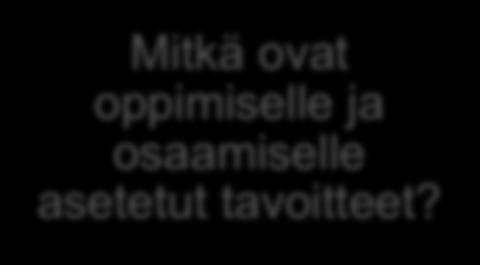 Mitkä ovat oppimiselle ja osaamiselle asetetut tavoitteet?