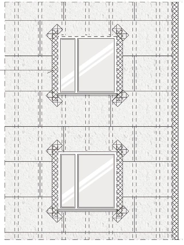 8 Levyjako ja rappauksen kulmavahvikkeet max. 600 mm Levyjako levykoon (900 x 800 mm) mukaan. Vaakasuorat jatkuvat levy-saumat sallittuja.