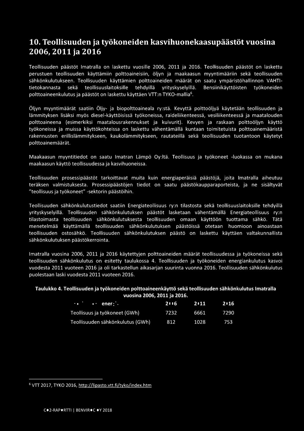 Teollisuuden käyttämien polttoaineiden määrät on saatu ympäristöhallinnon VAHTtietokannasta sekä teollisuuslaitoksille tehdyillä yrityskyselyillä.