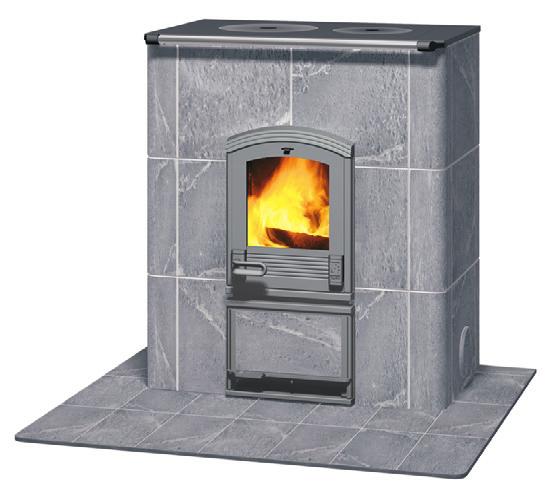Cookstove (HTU) Firebox door air control, B Cooktop Soapstone surface Air control lever positions by stage of burning Combustion phase Service door air control, A Firebox door air control, B Firebox