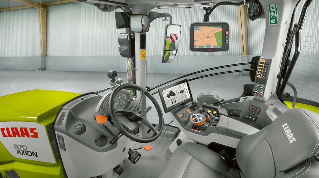 Mukavuus lisää myös tuottavuutta. Ohjaamo Tilava, hiljainen, suuret ikkunapinnat ja täysin jousitettu: AXION traktoreiden ohjaamot varmistavat parhaimman ajomukavuuden pitkien työpäivien aikana.