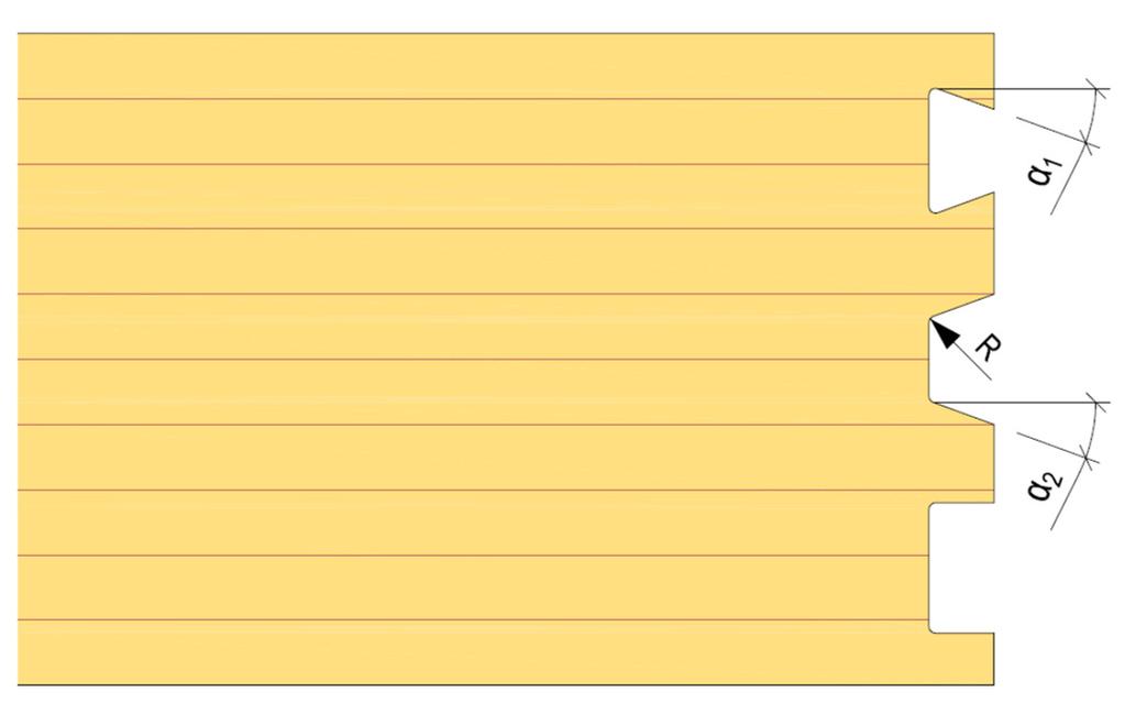 10 Työstö Reunan hammastus Työkalu Tappijyrsin Ø 20 / Ø 40 Työstötietoja Terän kallistuvuus 0 90 α1 = ei rajoitusta α2 = ei rajoitusta h = max 120 mm (tappijyrsin Ø 20 mm) h = max 200 mm