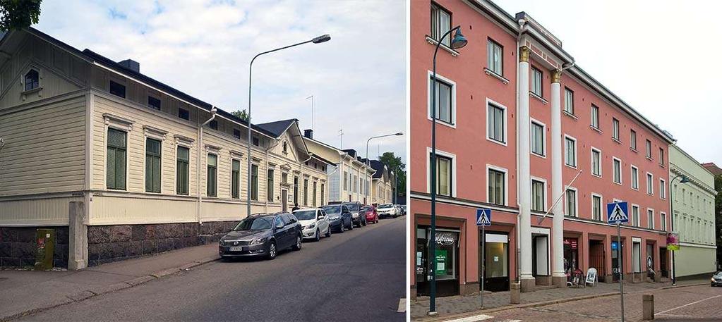 Oikealla sodan tuhojen seurauksena syntyneitä uusia rakennuspaikkoja keskustassa.