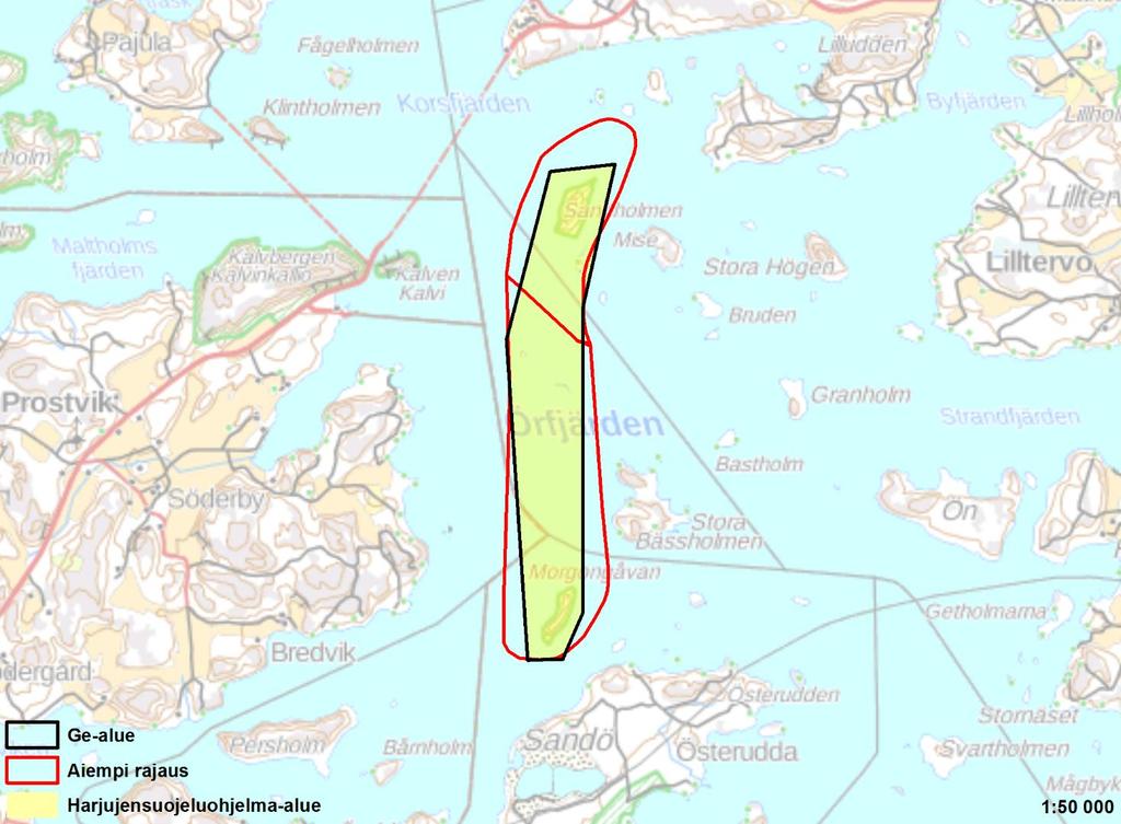 SANDHOLMEN-MORGONGÅVAN Arvokas harjualuekokonaisuus 1 Parainen 183 ha Muuttunut Sandholmen-Morgongåvan on harjujensuojeluohjelmaan kuuluva valtakunnallisesti arvokas harjualuekokonaisuus Nauvon ja