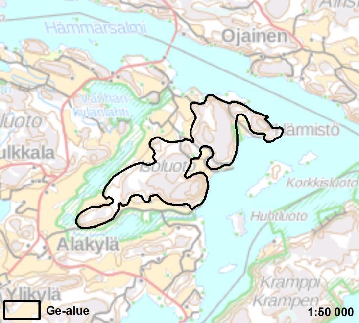 ISOLUODON KALLIOJAKSO 1 Naantali 116 ha Ei muutosta Isoluodon kalliojakso on valtakunnallisesti arvokas kallioalue Rymättylässä, Aaslaluodon koillisosassa.