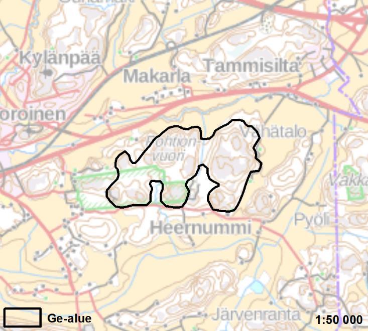 LINNAVUORI- POHTIONVUORI 2 Kaarina 115 ha Ei muutosta Linnavuori-Pohtionvuori on maakunnallisesti arvokas kallioalue. Se sijaitsee Kaarinan Piikkiön keskustan itäpuolella.