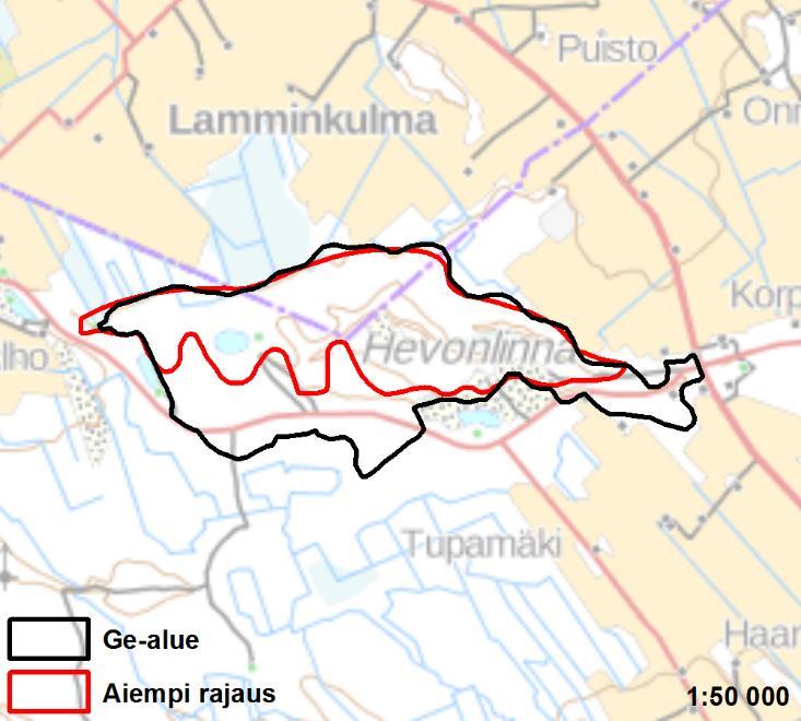 HEVONLINNA Arvokas harjualue 2 Koski TL, Loimaa 191 ha Muuttunut Hevonlinna on maakunnallisesti arvokas harjualue Kosken ja Loimaan rajalla.