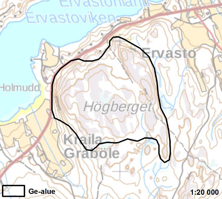HÖGBERGET 2 Salo 54 ha Uusi alue Högberget on maakunnallisesti arvokas kallioalue Perniön ja Särkisalon vanhalla rajalla, Ervastonlahden eteläpuolella.