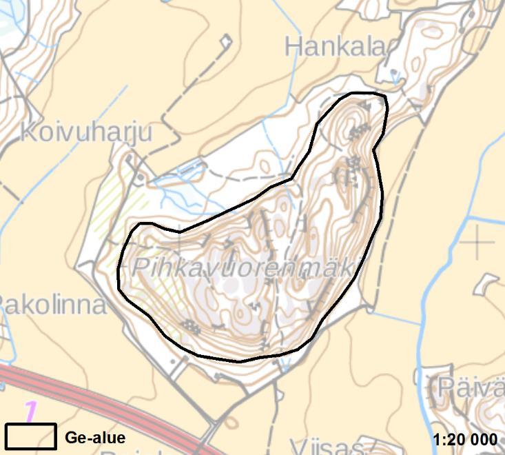 Lähde [12] Liite 1/2; MOR-Y02-022 PALMANKALLIO 2 Somero 73 ha Uusi alue Palmankallio on maakunnallisesti arvokas kallioalue Someron keskustan pohjoispuolella.