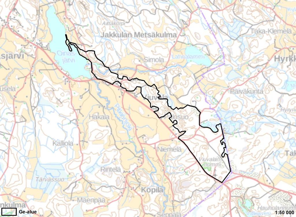 VIUVALANNUMMI Arvokas harjualuekokonaisuus 2 Somero 290 ha Ei muutosta Viuvalannummi on maakunnallisesti arvokas harjualuekokonaisuus Someron kaakkoisosassa, Oinasjärven ja Uudenmaan rajan välisellä