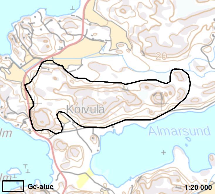 ALMARSUNDIN KALLIOALUE 2 Parainen 44 ha Ei muutosta Almarsundin kallioalue on maakunnallisesti arvokas Paraisten Solmarissa.