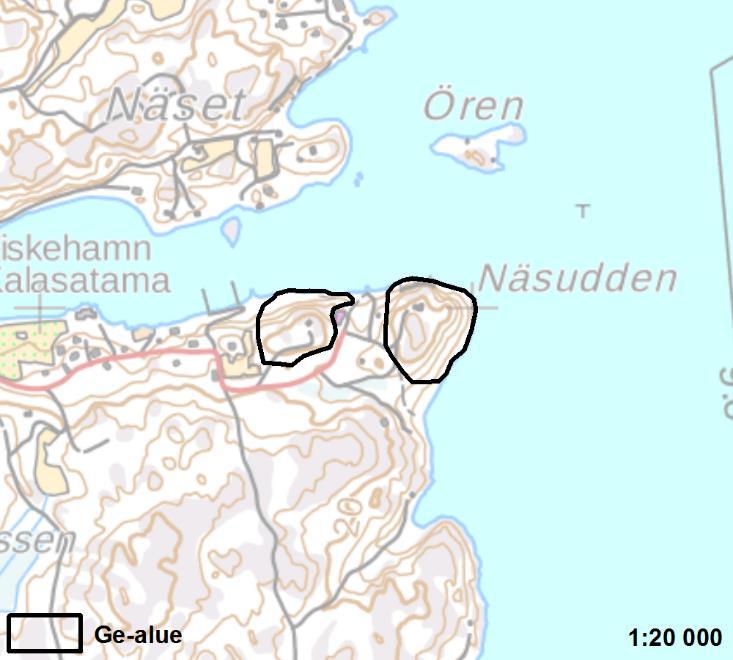 NÄSUDDEN 1 Kemiönsaari 7 ha Ei muutosta Näsudden on valtakunnallisesti arvokas kallioalue. Se sijaitsee Kemönsaaren kaakkoisosassa, Sundvikenin etelärannalla.