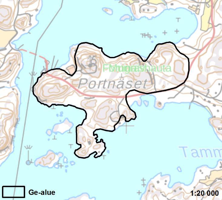 PORTNÄSET 2 Parainen 48 ha Ei muutosta Geologisesti hyvin merkittävä Portnäset kattaa kallioisen niemen Paraisilla, Jermon lounaisosassa.