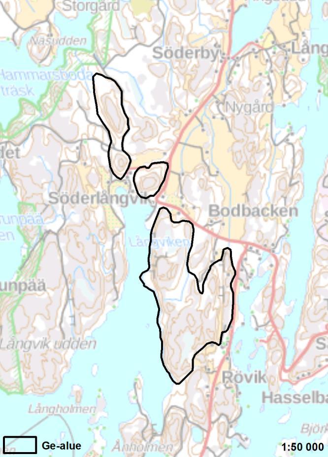BÖTESBERGETIN- ÖRISBERGENIN KALLIOJAKSO 2 Kemiönsaari 197 ha Ei muutosta Bötesbergetin-Örisbergenin kalliojakso on maakunnallisesti merkittävä kallioalue Kemiönsaaren kunnassa Dragsfjärdissä