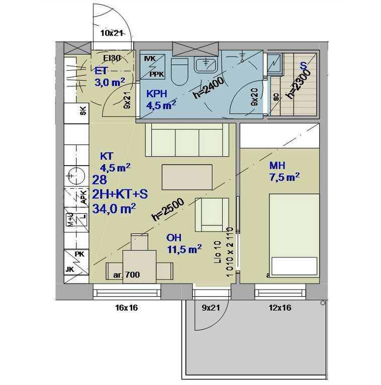 POHJKUVT sunnot 19 34,0m²