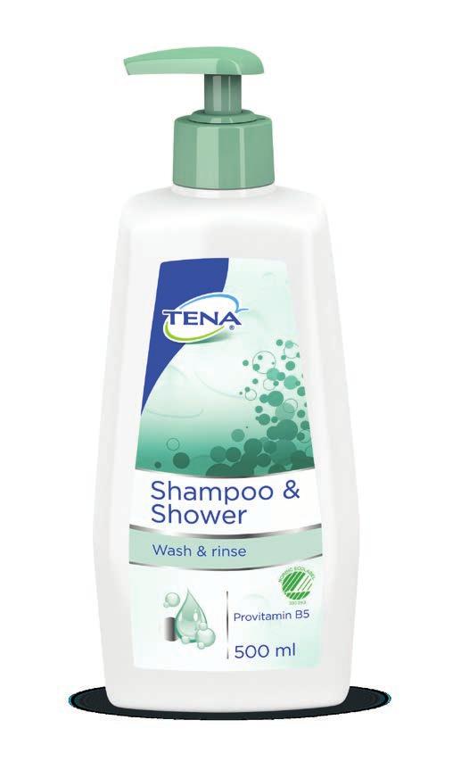 Ihon puhdistus veden kanssa TENA Shampoo & Shower Suihkushampoo TENA Shampoo & Shower Suihkushampoo on kehitetty erityisesti herkän ihon hoitoon.