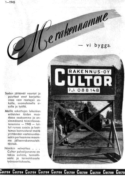 7 Sodanjälkeisiä ensimmäisiä asfalttialan mainoksia Kavo Käyhkön kirjassa "Tienpäällysteet" vuonna 1945.